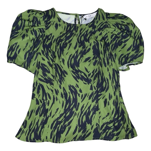 ALI & JAY Los Angeles Abstract Green Navy Print Puff Sleeve Top - Picture 7 of 11